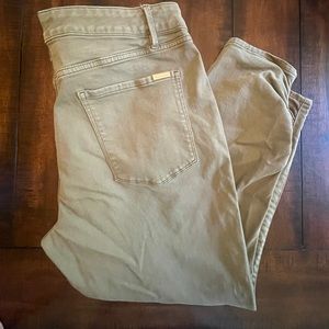 WHBM Olive Green Ruched Denim Jeans, 16S